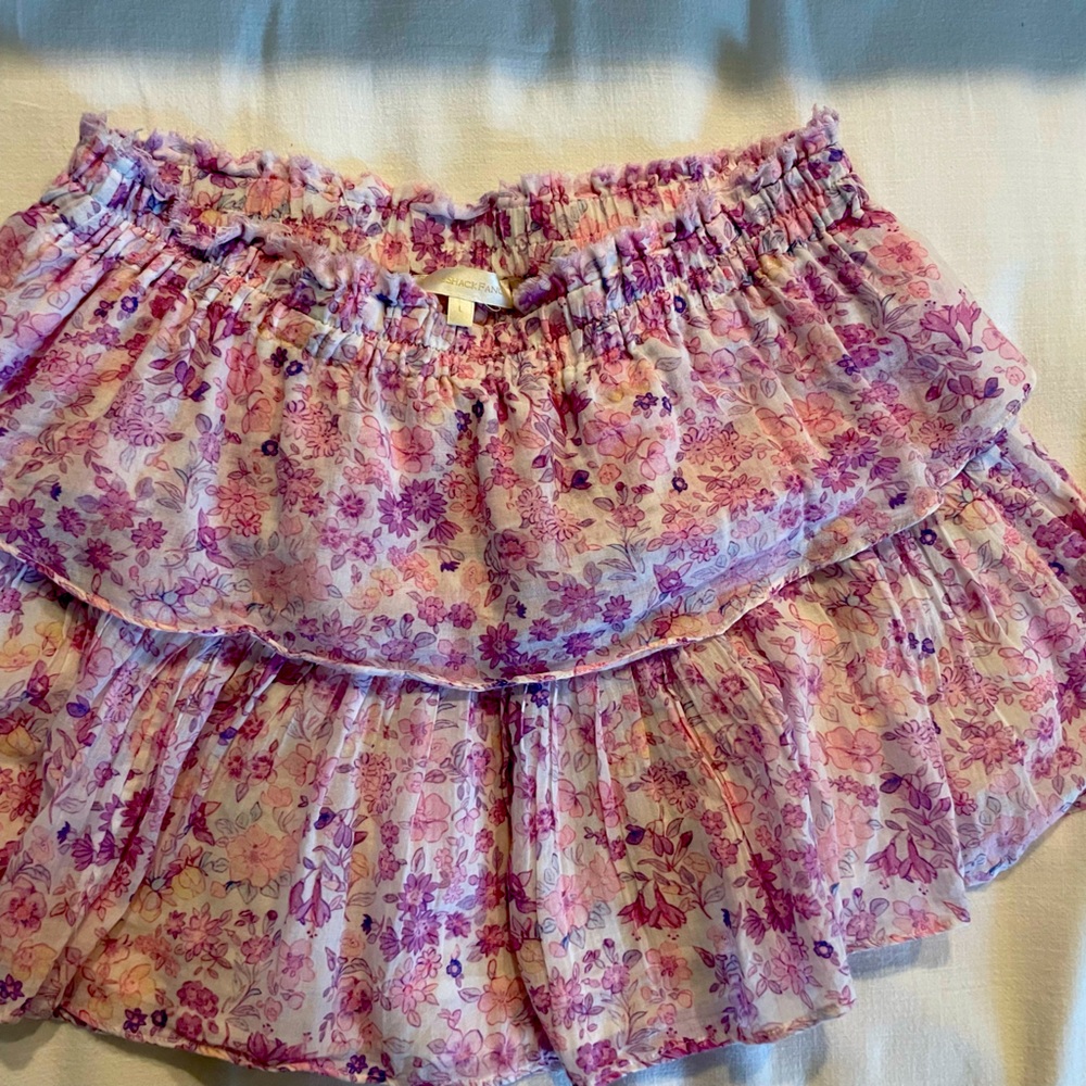 Love Shack Fancy Cotton Ruffle Mini Skirt Authentic Size Large, Made in India.